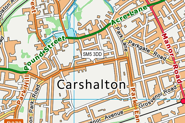 SM5 3DD map - OS VectorMap District (Ordnance Survey)