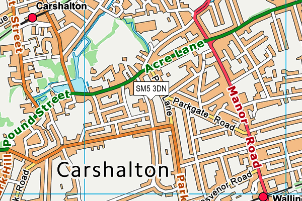 SM5 3DN map - OS VectorMap District (Ordnance Survey)