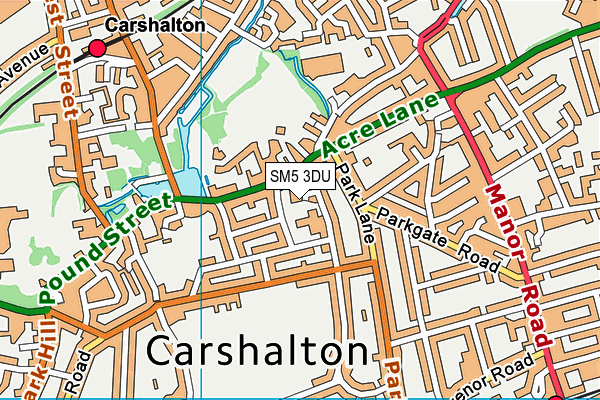 SM5 3DU map - OS VectorMap District (Ordnance Survey)