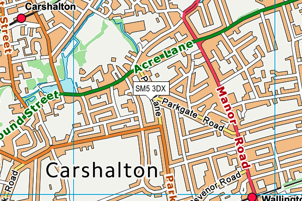 SM5 3DX map - OS VectorMap District (Ordnance Survey)