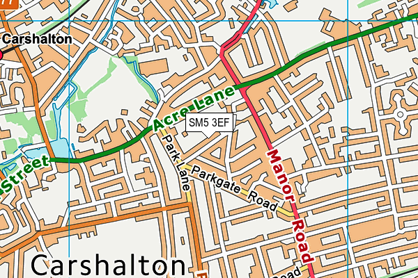 SM5 3EF map - OS VectorMap District (Ordnance Survey)