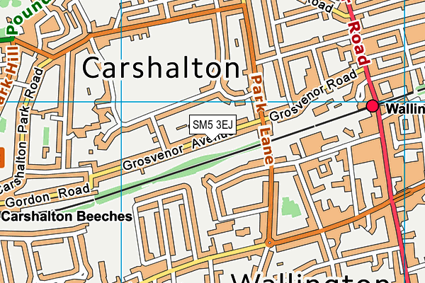 SM5 3EJ map - OS VectorMap District (Ordnance Survey)