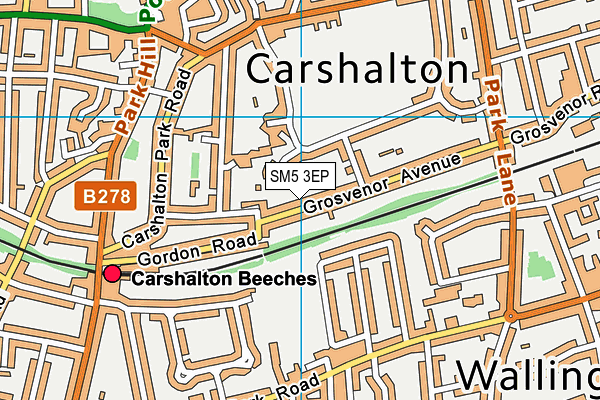 SM5 3EP map - OS VectorMap District (Ordnance Survey)