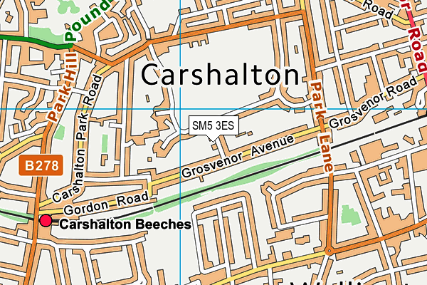 SM5 3ES map - OS VectorMap District (Ordnance Survey)