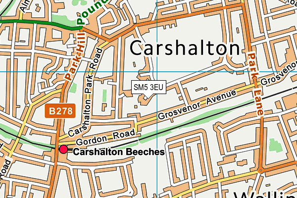 SM5 3EU map - OS VectorMap District (Ordnance Survey)