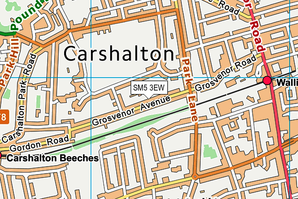 SM5 3EW map - OS VectorMap District (Ordnance Survey)