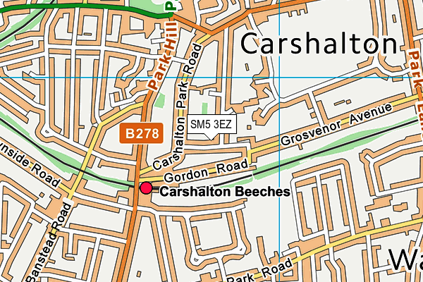 SM5 3EZ map - OS VectorMap District (Ordnance Survey)