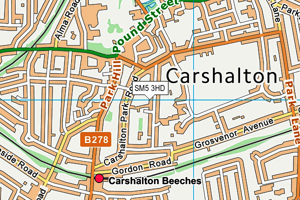 SM5 3HD map - OS VectorMap District (Ordnance Survey)