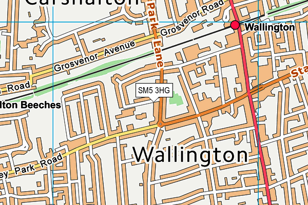 SM5 3HG map - OS VectorMap District (Ordnance Survey)