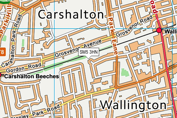 SM5 3HN map - OS VectorMap District (Ordnance Survey)