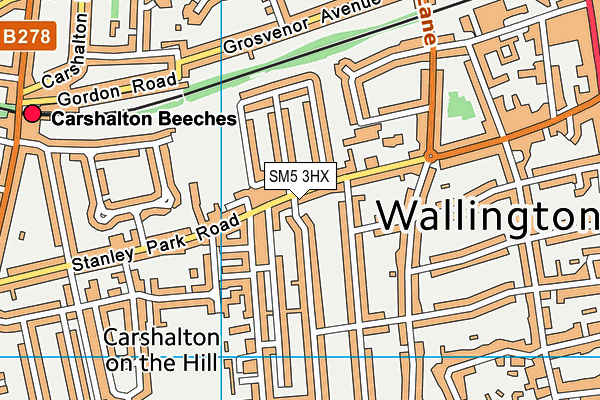 SM5 3HX map - OS VectorMap District (Ordnance Survey)