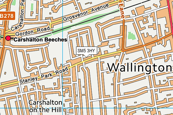 SM5 3HY map - OS VectorMap District (Ordnance Survey)