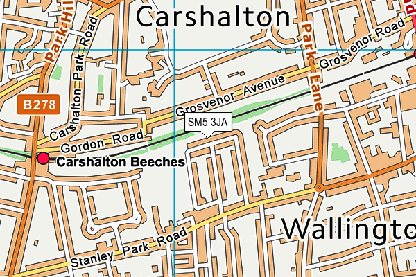 SM5 3JA map - OS VectorMap District (Ordnance Survey)