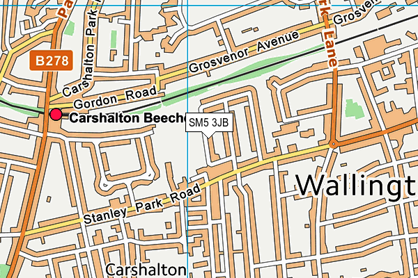 SM5 3JB map - OS VectorMap District (Ordnance Survey)