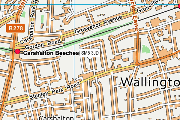 SM5 3JD map - OS VectorMap District (Ordnance Survey)