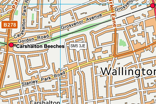 SM5 3JE map - OS VectorMap District (Ordnance Survey)