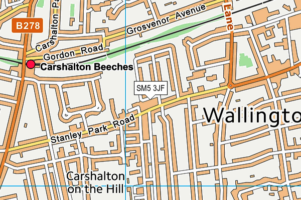 SM5 3JF map - OS VectorMap District (Ordnance Survey)