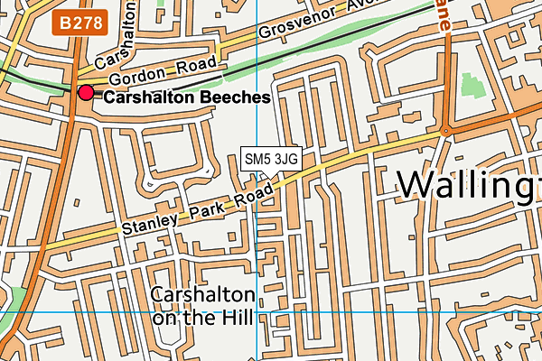 SM5 3JG map - OS VectorMap District (Ordnance Survey)