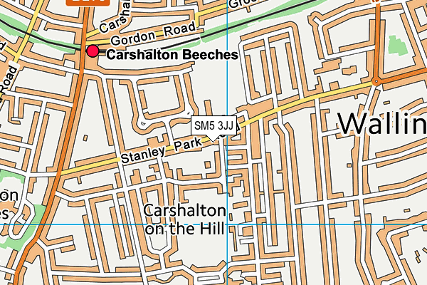 SM5 3JJ map - OS VectorMap District (Ordnance Survey)