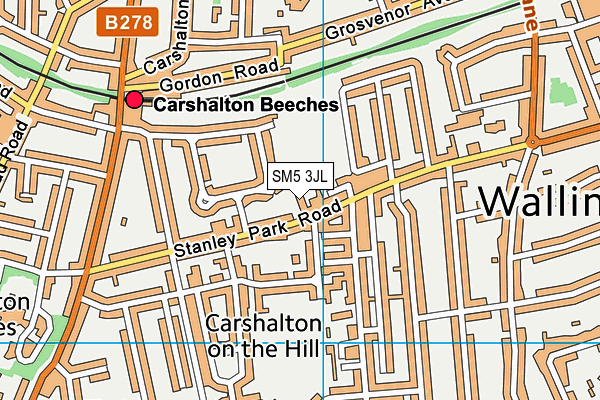 Stanley Park (Carshalton) map (SM5 3JL) - OS VectorMap District (Ordnance Survey)