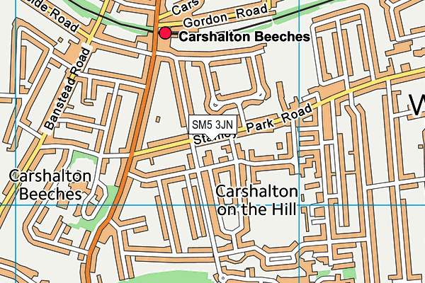 SM5 3JN map - OS VectorMap District (Ordnance Survey)