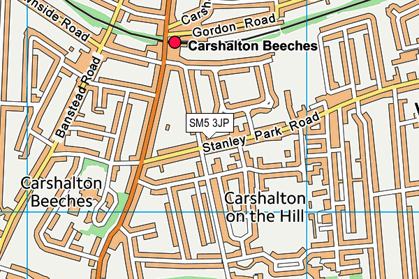 SM5 3JP map - OS VectorMap District (Ordnance Survey)