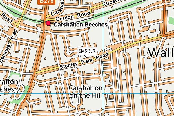 SM5 3JR map - OS VectorMap District (Ordnance Survey)