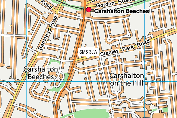 SM5 3JW map - OS VectorMap District (Ordnance Survey)