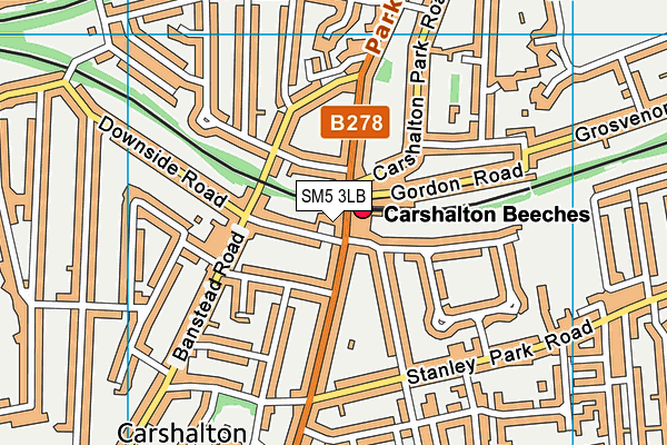 SM5 3LB map - OS VectorMap District (Ordnance Survey)