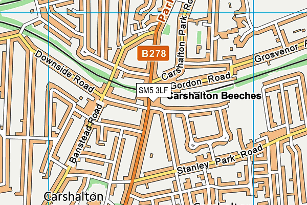 SM5 3LF map - OS VectorMap District (Ordnance Survey)