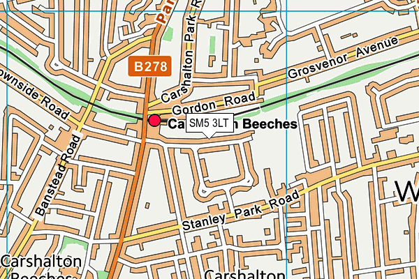 SM5 3LT map - OS VectorMap District (Ordnance Survey)