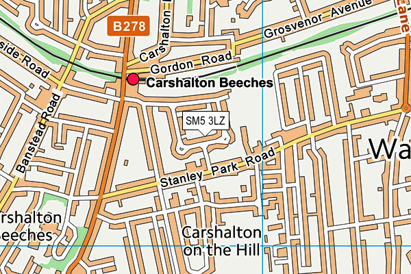 SM5 3LZ map - OS VectorMap District (Ordnance Survey)