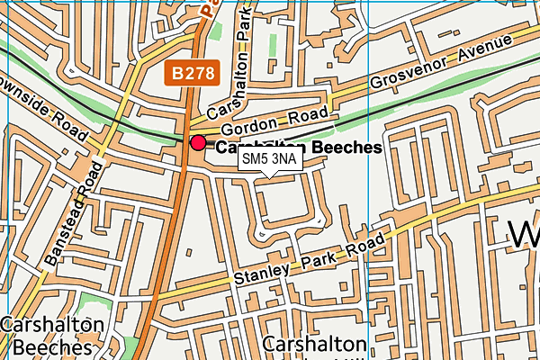 SM5 3NA map - OS VectorMap District (Ordnance Survey)