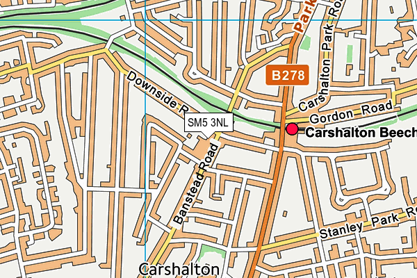 SM5 3NL map - OS VectorMap District (Ordnance Survey)