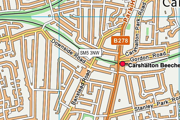 SM5 3NW map - OS VectorMap District (Ordnance Survey)