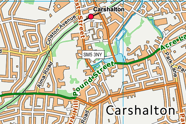 SM5 3NY map - OS VectorMap District (Ordnance Survey)