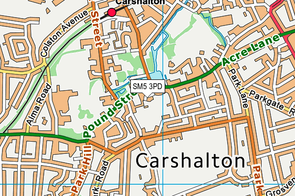 SM5 3PD map - OS VectorMap District (Ordnance Survey)