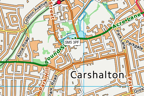 SM5 3PF map - OS VectorMap District (Ordnance Survey)