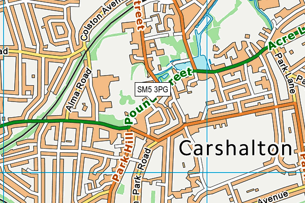 SM5 3PG map - OS VectorMap District (Ordnance Survey)