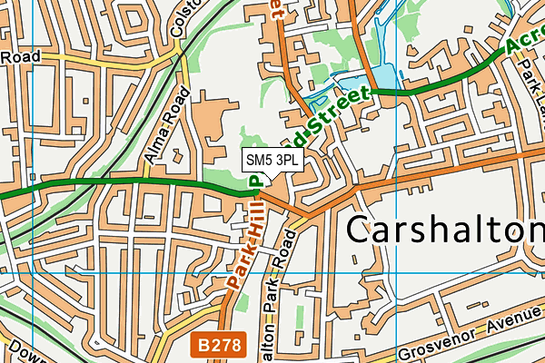 SM5 3PL map - OS VectorMap District (Ordnance Survey)