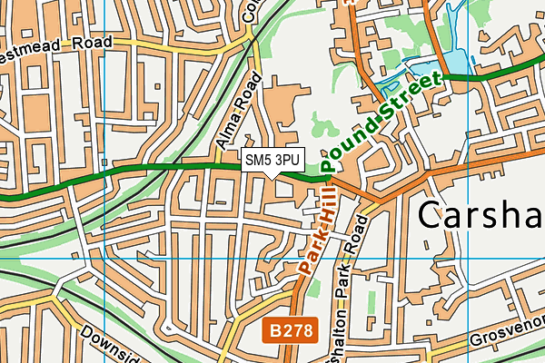 SM5 3PU map - OS VectorMap District (Ordnance Survey)