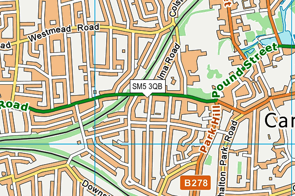 SM5 3QB map - OS VectorMap District (Ordnance Survey)