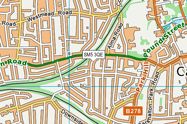 SM5 3QE map - OS VectorMap District (Ordnance Survey)