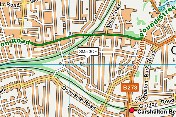 SM5 3QF map - OS VectorMap District (Ordnance Survey)