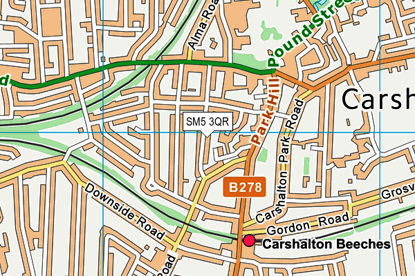 SM5 3QR map - OS VectorMap District (Ordnance Survey)