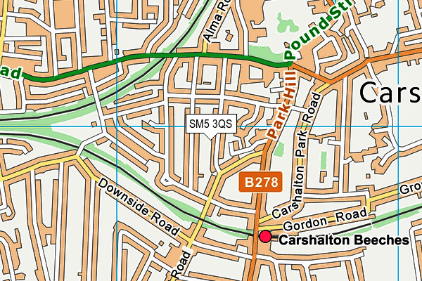 SM5 3QS map - OS VectorMap District (Ordnance Survey)