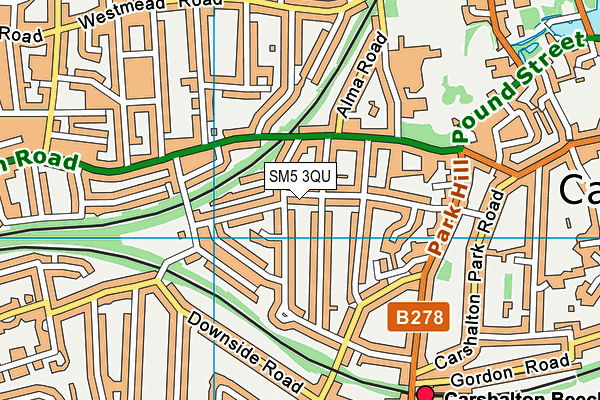 SM5 3QU map - OS VectorMap District (Ordnance Survey)