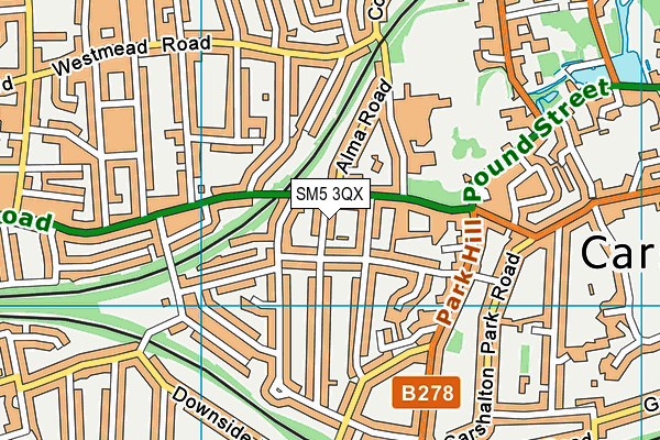 SM5 3QX map - OS VectorMap District (Ordnance Survey)