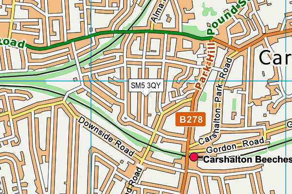 SM5 3QY map - OS VectorMap District (Ordnance Survey)