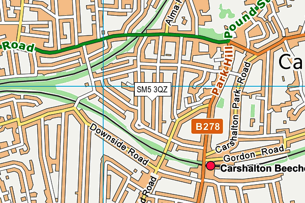 SM5 3QZ map - OS VectorMap District (Ordnance Survey)